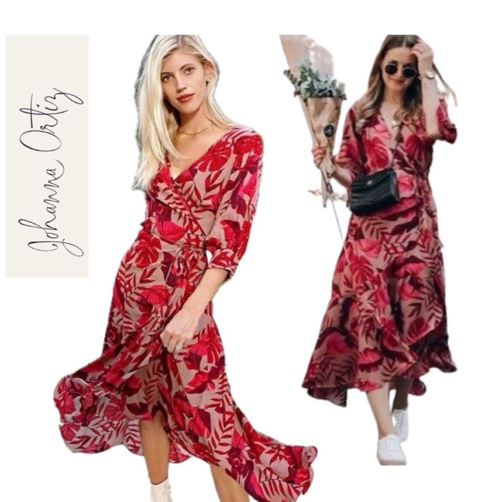 ♥️ Johanna Ortiz Red and White High Low Sundress